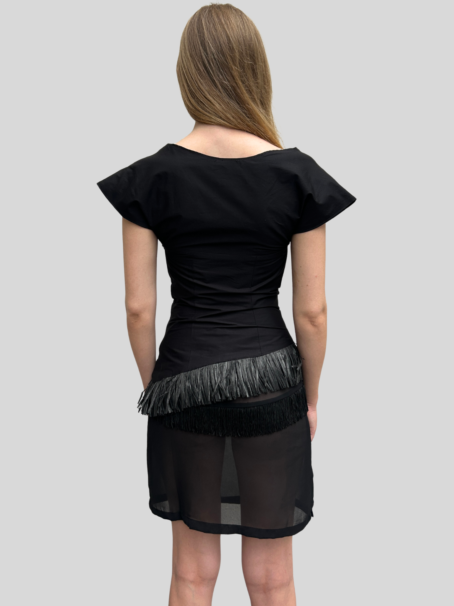 Paloma Blouse, Black Raffia Trim