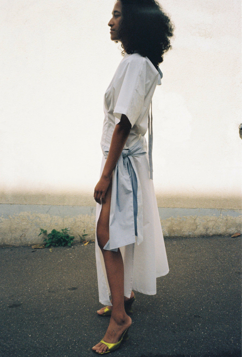SAMPLE Louise Dress, White & Baby Blue