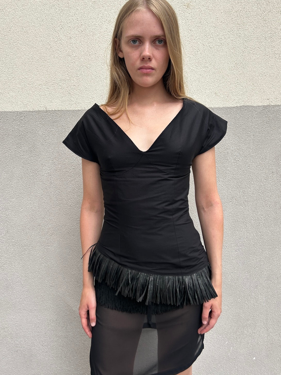 Paloma Blouse, Black Raffia Trim image 1